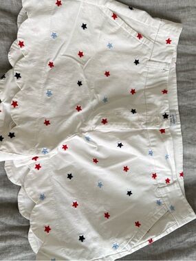 Crown & Ivy White Shorts with Red and Navy Star Embroidery size 16